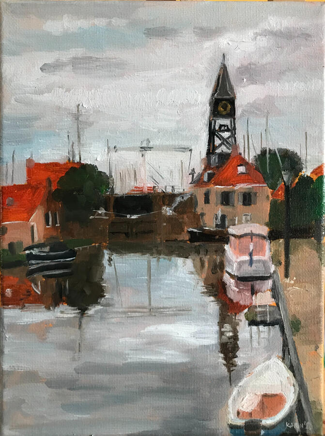 Hindeloopen, 18x23cm, olieverf op doek, €250,-