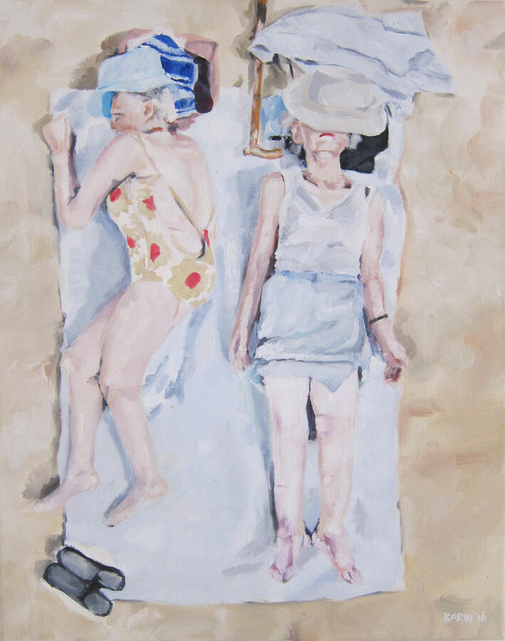 Zonnebaden, 30x40cm, olieverf op doek,