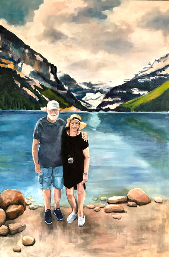 Grace en Durk, olieverf op doek,100 x 150 cm, In opdracht